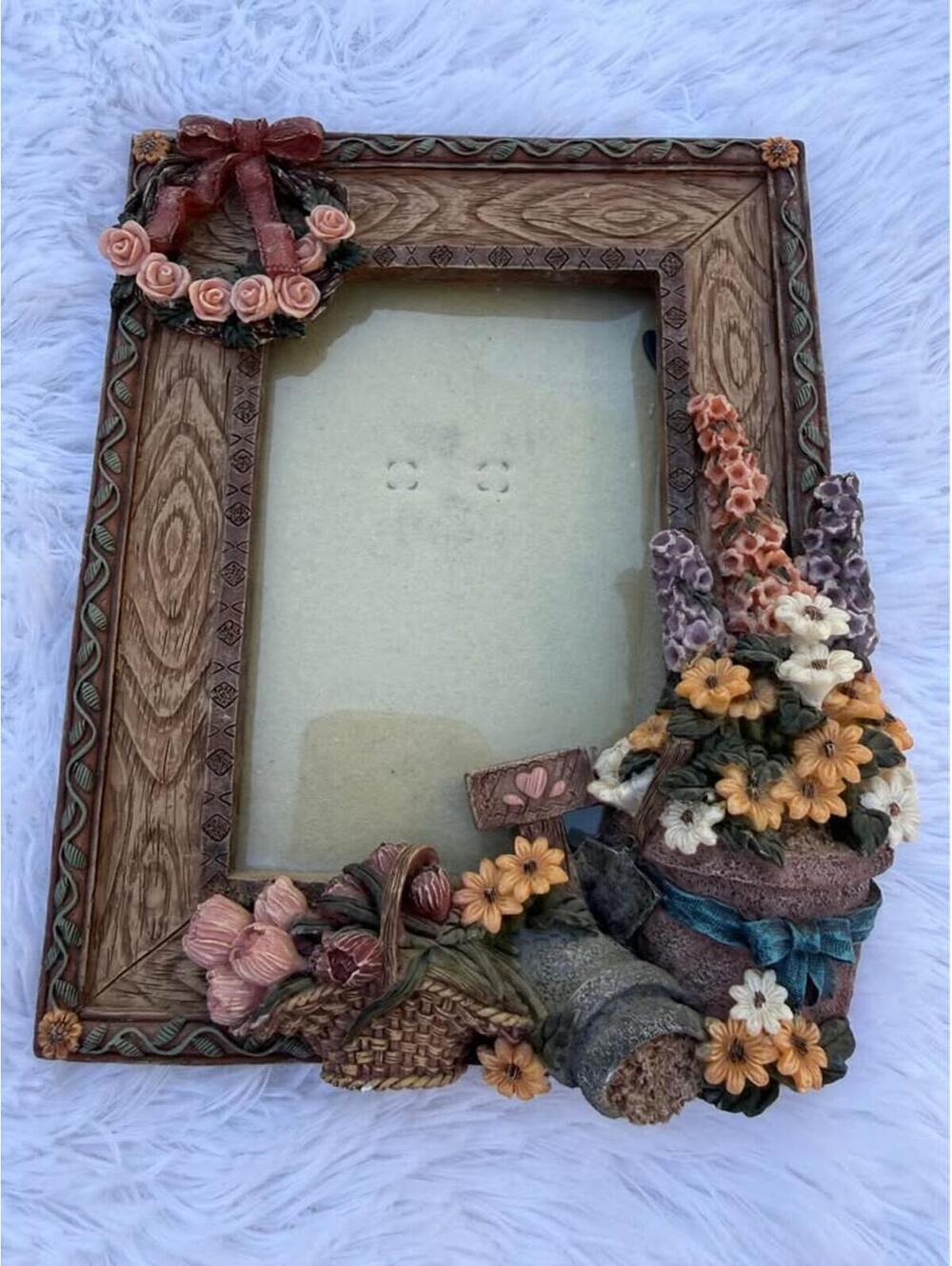 Decorative Floral Garden Photo Frame Wood Look